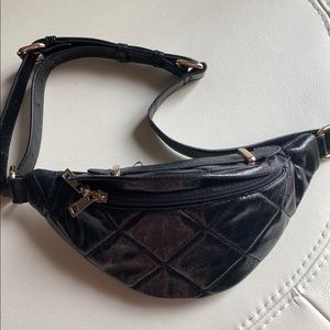 Black quilted Belt bag/ bumbag